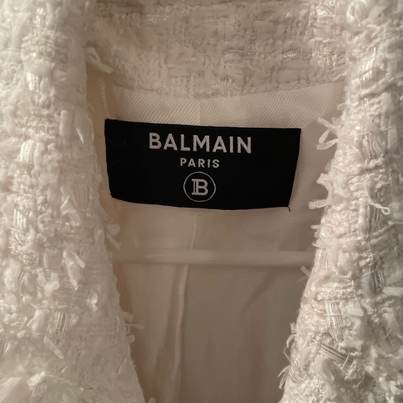 😍Authentic SOLD OUT Balmain subtle white tweed blazer gold buttons size 44 Euro - Picture 6 of 16